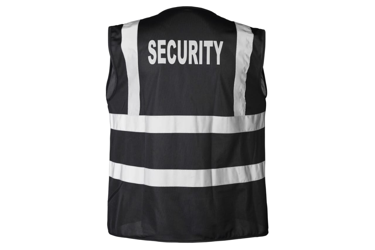 HI VIZ VIS VEST HIGH VISIBILITY WORK WAISTCOAT WITH PHONE & ID POCKETS Black (Vest-Slim-BL)