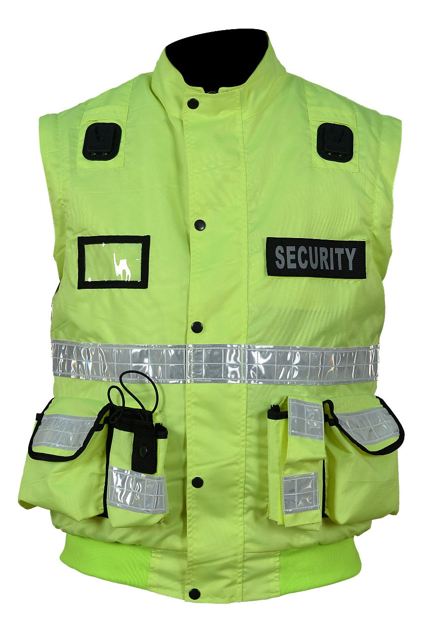 RAC3 Mens 2 in 1 Oxford Security Dog Handler Vest, Jacket with Removable Sleeves (J-2n1-YL)