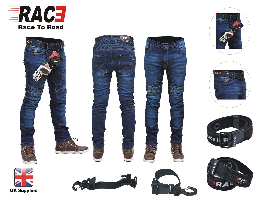 RAC3 Original Men's Slim Fit Motorbike Protective Armored Lining Denim Jeans Trousers