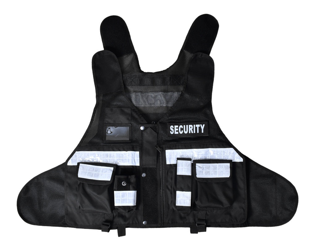 Rac3 Black Regular Hi Viz Security Tactical CCTV Tac Vest (V-R-BL)