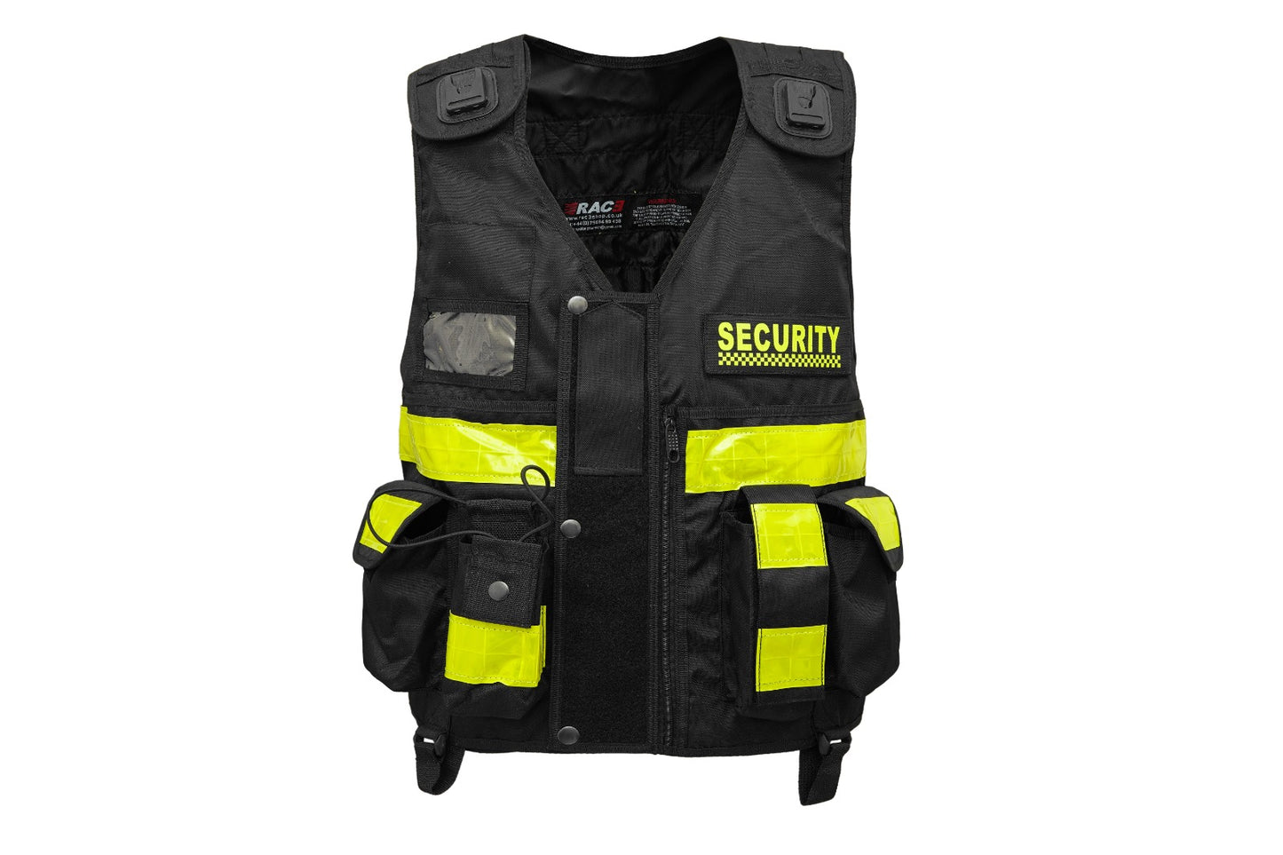 Rac3 New Black Regular Hi Viz Security Tactical CCTV Tac Vest
