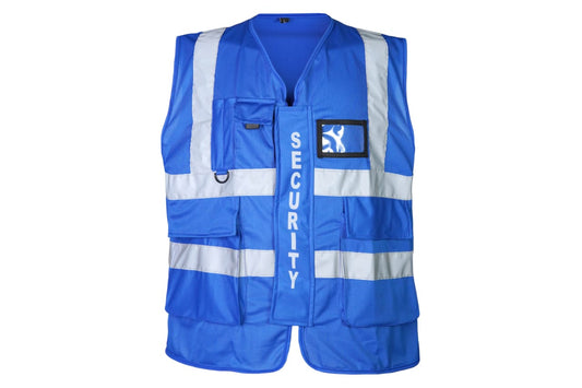 Rac3 HI VIZ VIS VEST HIGH VISIBILITY WORK WAISTCOAT WITH PHONE & ID POCKETS Bllue