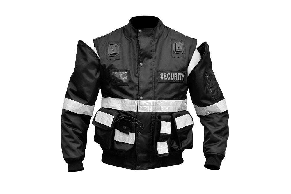 RAC3 Mens 2 in 1 Oxford Security Doorman Jackets with Removable Sleeves (J-2n1-BL)