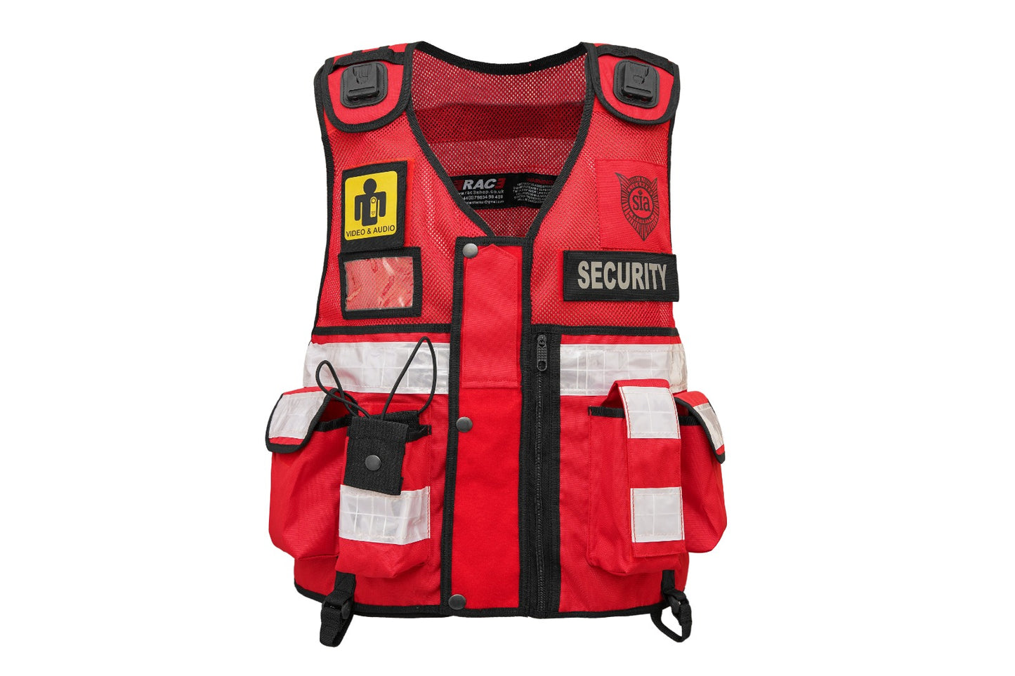 Rac3 New Red Regular Hi Viz Security Tactical CCTV Tac Vest