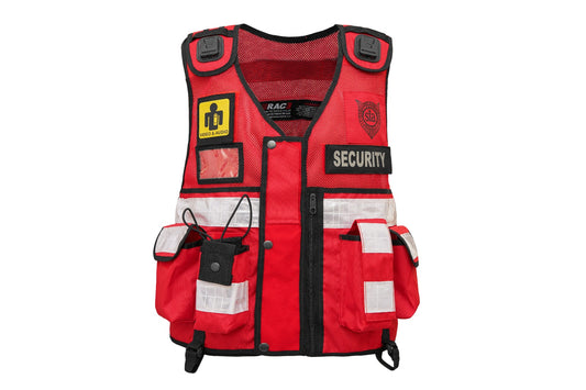 Rac3 New Red Regular Hi Viz Security Tactical CCTV Tac Vest