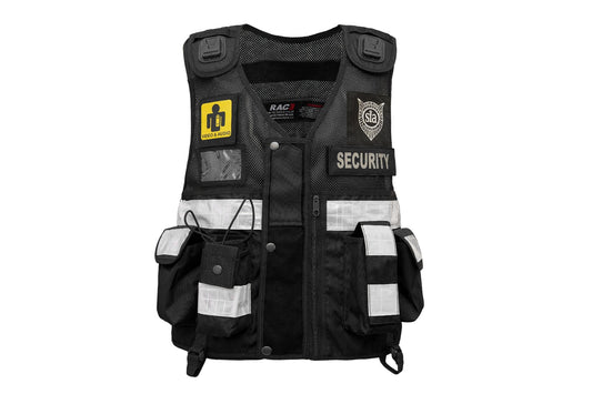 Rac3 New Black Regular Hi Viz Security Tactical CCTV Tac Vest