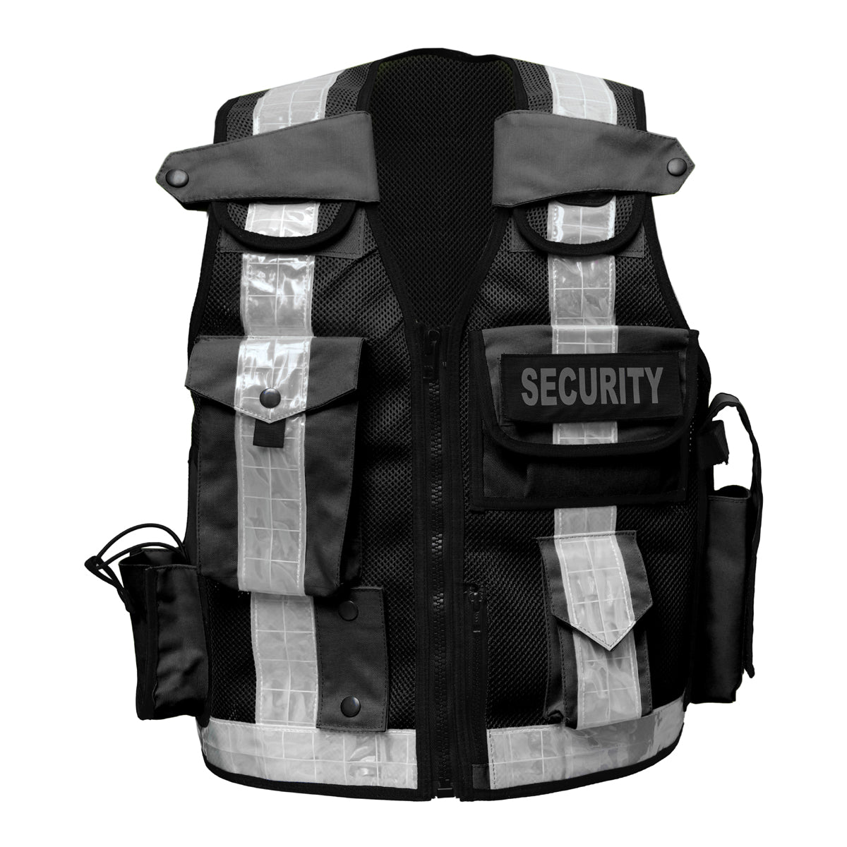 RAC3 Reflective Security Vest with Pockets - Adjustable Small to 5XL - High Visibility Security Guard & Worker Vest