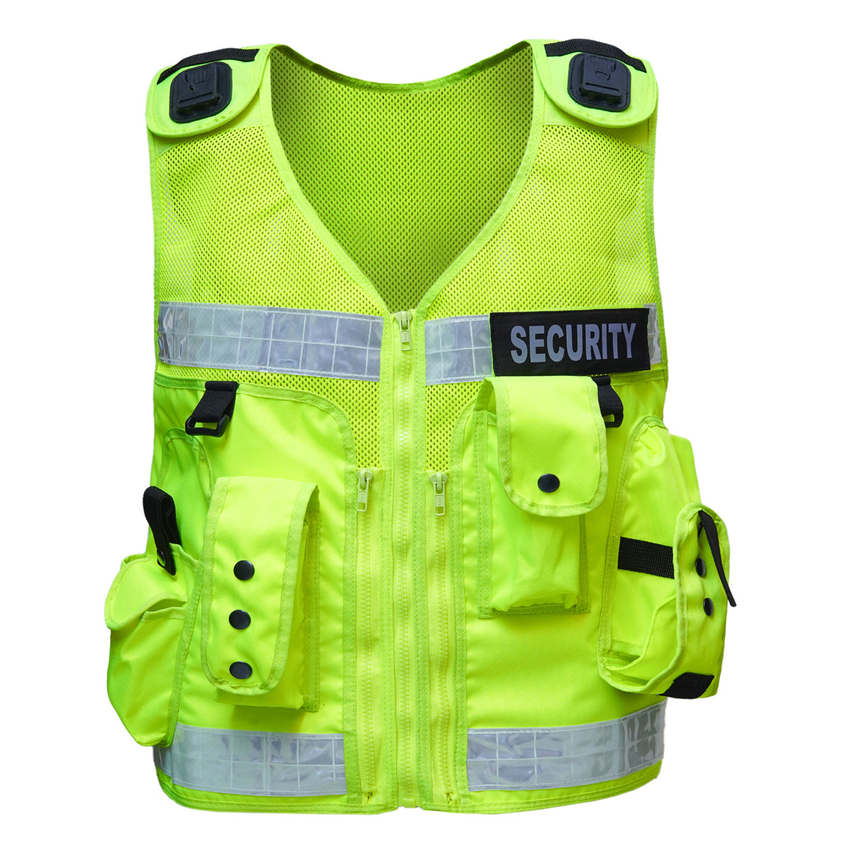 RAC3 Reflective Security Vest with Pockets - Adjustable Small to 5XL - High Visibility Security Guard & Worker Vest