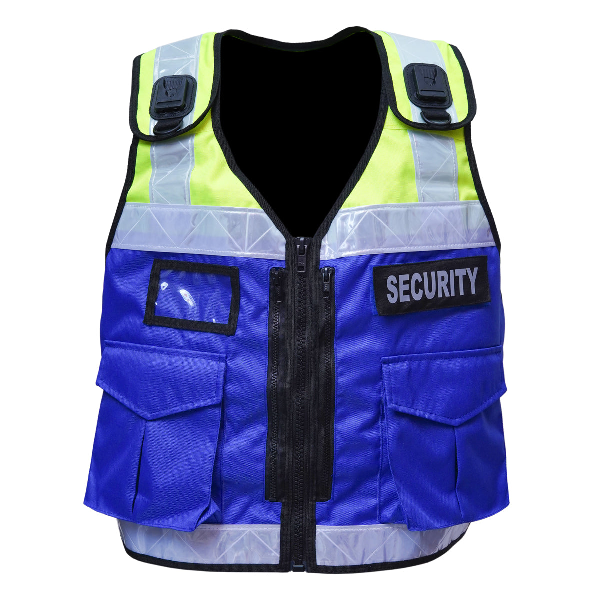 RAC3 Reflective Security Vest with Pockets - Adjustable Small to 5XL - High Visibility Security Guard & Worker Vest