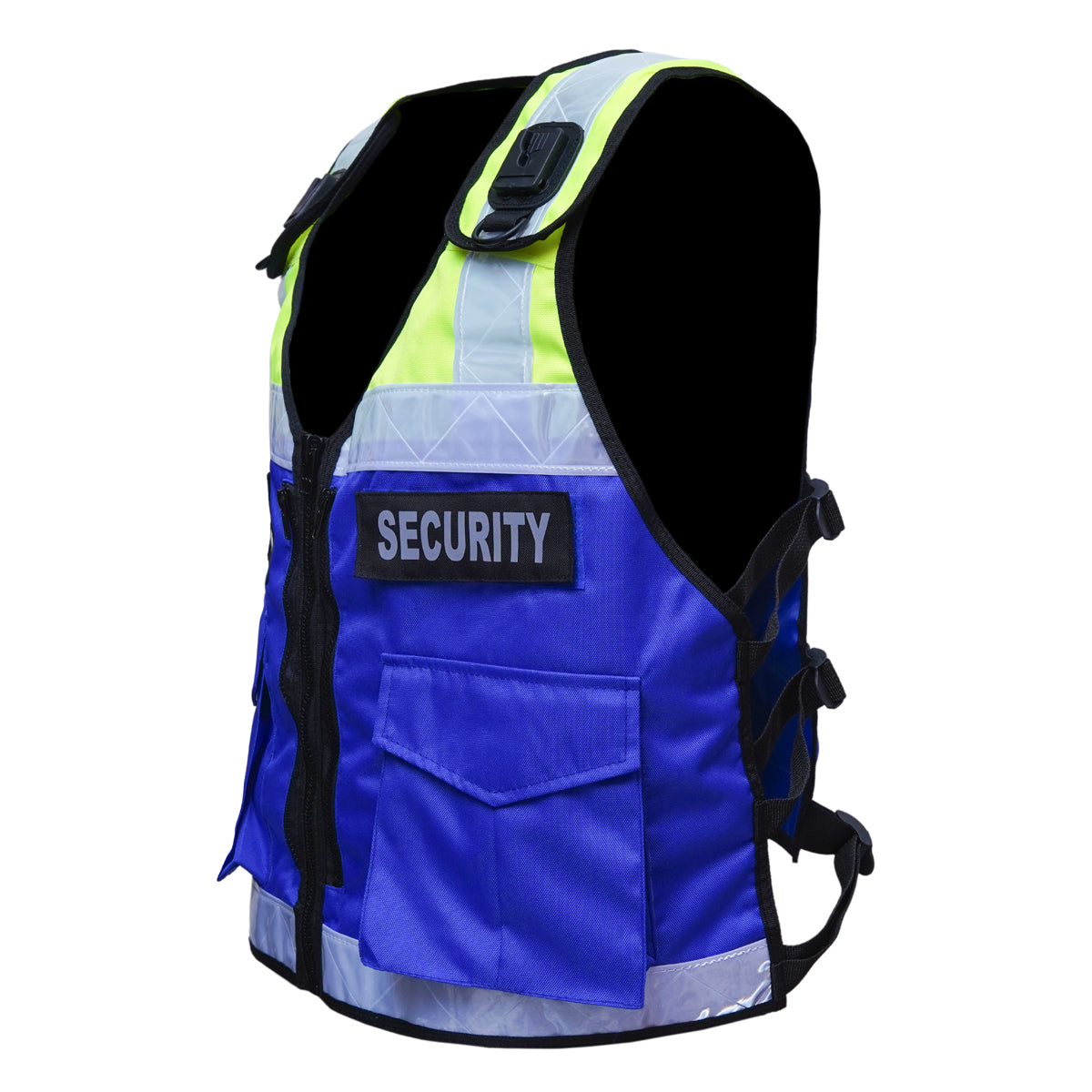 RAC3 Reflective Security Vest with Pockets - Adjustable Small to 5XL - High Visibility Security Guard & Worker Vest