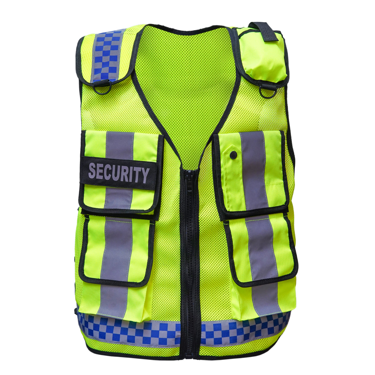 RAC3 Reflective Security Vest with Pockets - Adjustable Small to 5XL - High Visibility Security Guard & Worker Vest