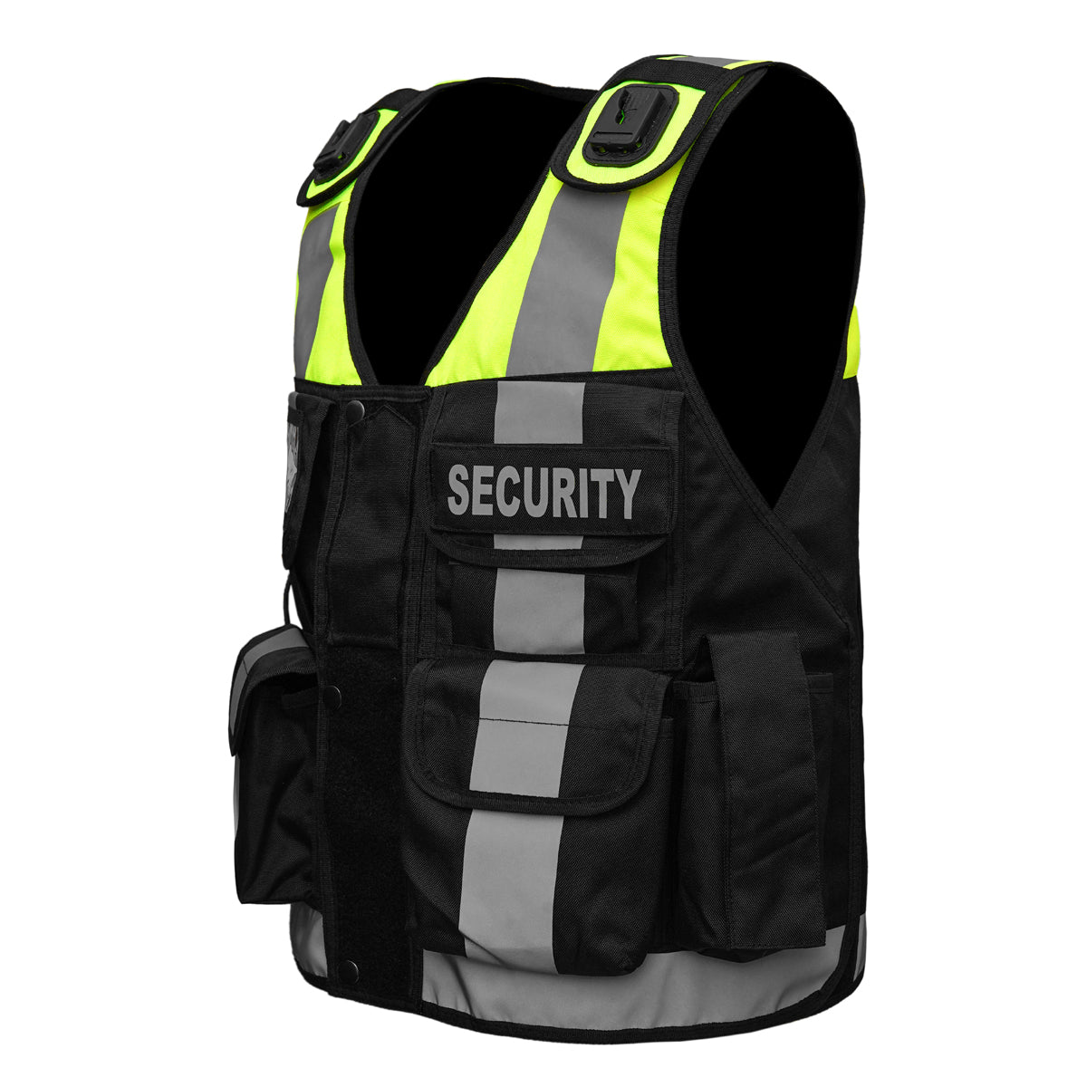 RAC3 Reflective Security Vest with Pockets - Adjustable Small to 5XL - High Visibility Security Guard & Worker Vest