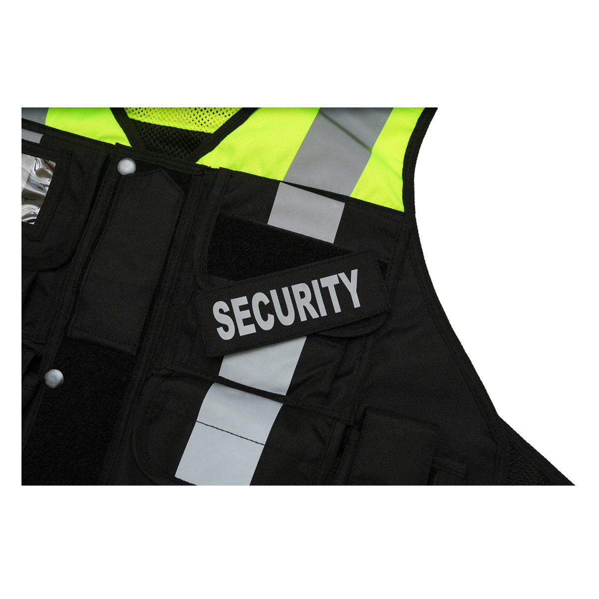 RAC3 Reflective Security Vest with Pockets - Adjustable Small to 5XL - High Visibility Security Guard & Worker Vest