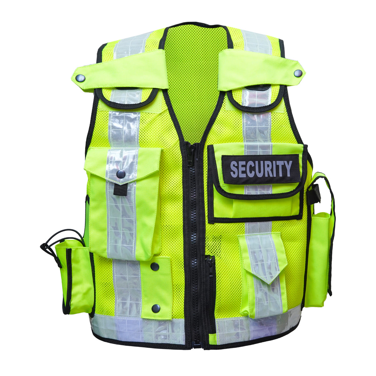 RAC3 Reflective Security Vest with Pockets - Adjustable Small to 5XL - High Visibility Security Guard & Worker Vest