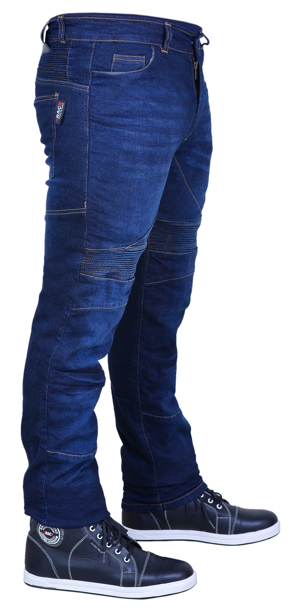 RAC3 Original Men's Slim Fit Motorbike Protective Armored Lining Blue Denim Jeans Trousers