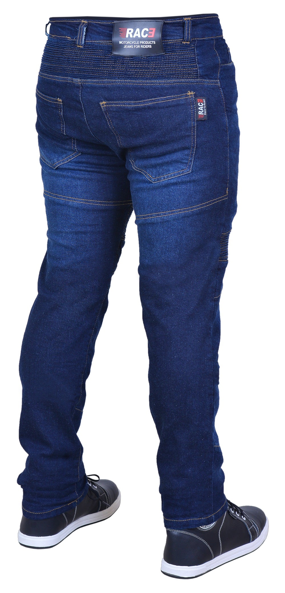 RAC3 Original Men's Slim Fit Motorbike Protective Armored Lining Blue Denim Jeans Trousers