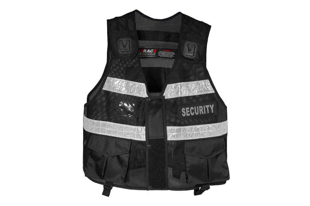 Rac3 Black Short Buttons Hi VIz Tactical Security Dog Handler Tac Vest