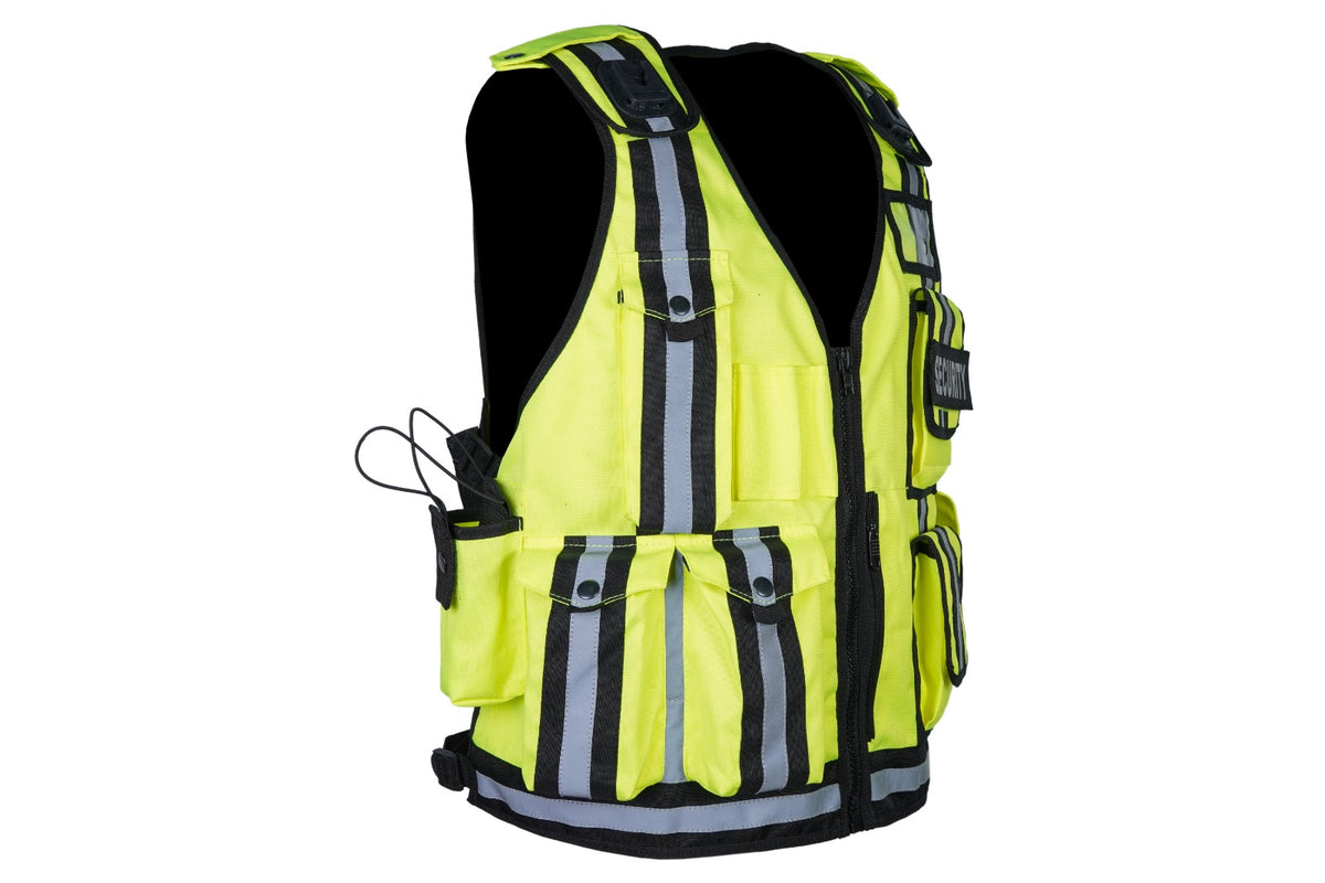 Hi-Vis Yellow Tactical Security Vest - One Size Fits All For Dog Handlers, CCTV, Enforcement